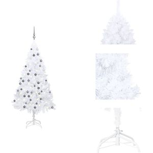 vidaXL Kunstkerstboom - Kerstboom - Wit - 180 cm - Met LED-verlichting - Decoratieve kerstboom