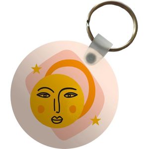 Sleutelhanger - Zon - Roze - Zomer - Plastic - Rond - Uitdeelcadeautjes