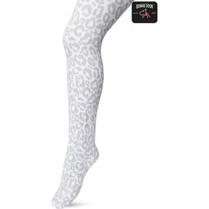 Bonnie Doon Kinder Panty met Panter Print 100 Denier maat 116-134 S Wit - Uitstekend Draagcomfort - Meiden Panty - Meisjes - Kinderen - Kids - Zebraprint - Dierenprint - Gladde Naden - Perfecte Pasvorm - White - BP213904.103