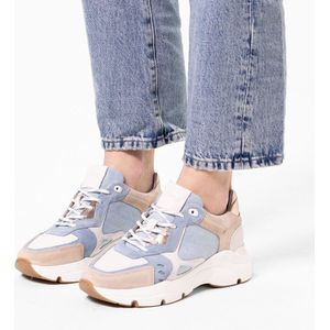 Manfield - Dames - Blauwe denim sneakers - Maat 40