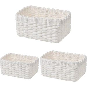 Opbergmand van gerecycled papiertouw - Gevlochten manden organizer voor kasten badkamer keuken slaapkamer - 3 stuks - 3 maten - Wit Opbergbox - Opbergdoos