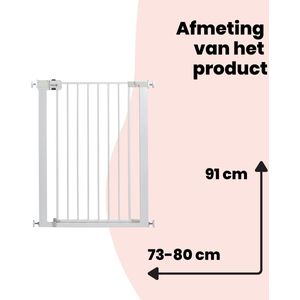 Safety 1st Easy Close Traphekje - Extra Hoog - 73 t/m 80 - Uitbreidbaar - Klembevestiging - Metal White