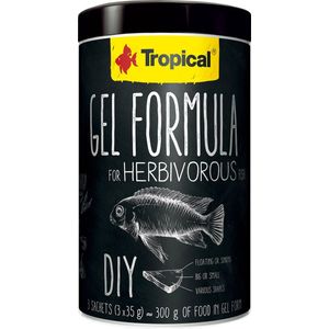 Tropical Gel Formule voor Herbivore vissen (planteters) - 1 Liter / 105 gram (3x35gram) - Aquarium Visvoer - Zelf visvoer bereiden