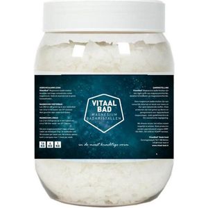 1,25 KG VitaalBad® Magnesium Citraat Badkristallen Badvlokken Badzout - meest Pure en Krachtige magnesium verkrijgbaar - voor voetenbad of ligbad - pot 1250 GRAM