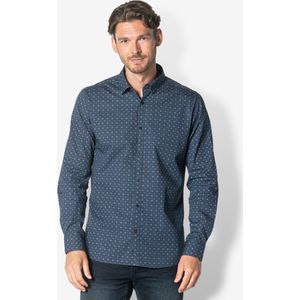 Twinlife Heren Shirt Print, Geweven - Overhemd - Comfortabel - Regular Fit - Blauw - 2XL