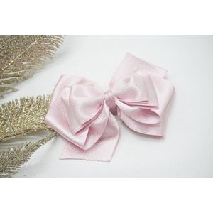 Haarstrik Satijn glitter - Roze 122 – Grote strik – Kerst accessoire - Haarclip - Bows and Flowers
