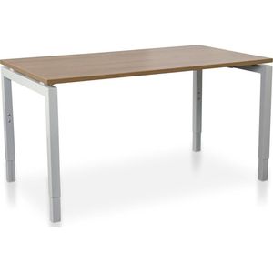 Rechthoek bureau instelbaar | Start Nevada | 120 x 80 cm | Frame wit - blad havanna