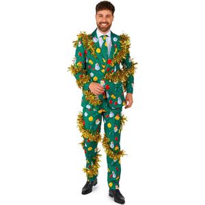 Suitmeister Groen Slinger Pak - Heren Pak - Kerst Kostuum - Groen - Maat: XL