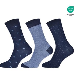 Gianvaglia Deluxe 3-paar heren sokken - 46 - Blauw.
