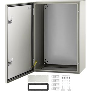 Stalen Elektrische Behuizing, 61x40,6x25,4 Cm - NEMA 4X - IP66 Waterdicht - Met Montageplaat - Ideaal voor Binnen en Buiten - Grijs