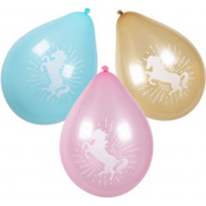 Ballonnen Unicorn - Geel / Roze / Blauw - 25 cm hoog - Latex - 6 Stuks - Ballon - Feestje - Feestdecoratie - Party