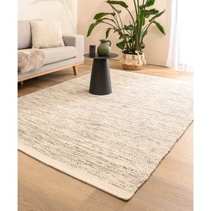 Wollen vloerkleed - Ulstein wit/zwart 300x400 cm