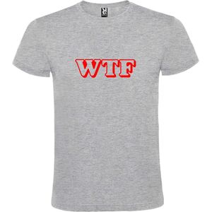 Grijs T shirt met print van "" WTF letters "" print Rood size S