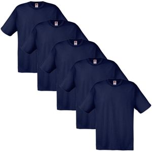 5 Fruit of the Loom T-shirts 100% katoen marineblauw XXL