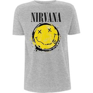Nirvana Heren Tshirt -M- Smiley Splat Grijs
