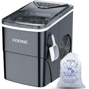 Ice Cube Maker - Ice Cubes in 6 Minutes, 2.2L Capacity, 15kg/24 Hours, Self-Cleaning Function, 2 Ice Cube Sizes, Black