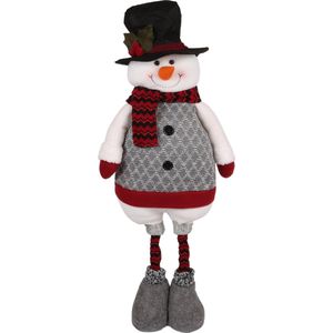 Grijze Sneeuwpop met Verstelbare Benen, 52/82 cm Kerstversiering