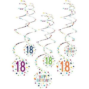 Amscan Spiraalslingers 18 Confetti Birthday 61 Cm Papier 6 Stuks