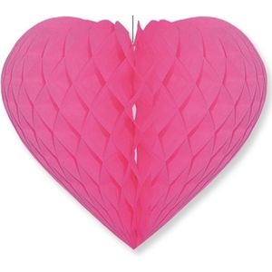 Fuchsia roze decoratie hart 15 cm