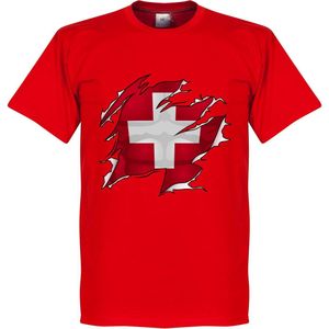 Zwitserland Ripped Flag T-Shirt - Rood - Kinderen - 140