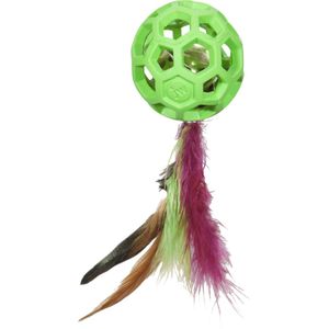 JW Cataction Feather Ball with Bell - 20 cm - Ø 6 cm - Speelgoed voor katten - Kattenspeelgoed - Kattenspeeltje - Groen - Rubber