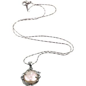 Zoetwater parelketting Zicy - echte parel - licht zalm - zilver - parelketting met hanger