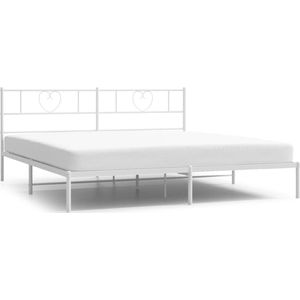 vidaXL - Bedframe - met - hoofdbord - metaal - wit - 183x213 - cm