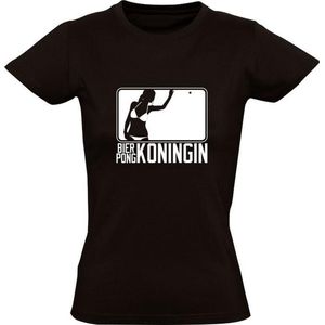 Bier Pong Koningin | Dames T-shirt | Zwart | Drankspel | Feest | Kampioen | Beer Pong | Sport