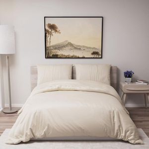 Dekbedovertrek 200x200 cm met 2 kussenslopen - Beige Microvezel Bedset - Oeko TEX Gecertificeerd