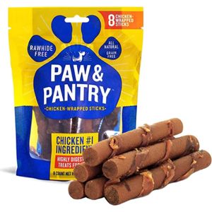 Paw & Pantry - 8 Pack kip sticks 12,5 cm - Hondensnacks - Hondensnacks kip - Hondensnacks gedroogd - Kauwstaaf hond - Honden sticks - Honden kauwstaaf - Kauwstaaf hond - Huidvrij kip sticks - Honden snacks