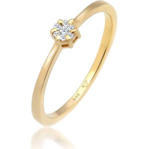 Elli PREMIUM Dames Ring Solitär Verlobung Diamant (0.045 ct.) 585 Gelbgold
