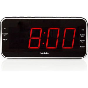 Nedis Digitale Wekkerradio - LED-Scherm - 1x 3,5 mm Audio-Input - Tijdprojectie - AM / FM - Snoozefunctie - Slaaptimer - Aantal alarmen: 2 - Zwart