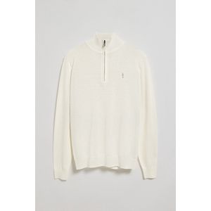 Sweter na zamek b?yskawiczny, w kolorze be?owym, z wyszywanym logo Rigby Go