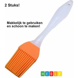 2 x Oranje Siliconen Bakkwast - 22 cm Lang - Keuken - Bakken - van Heble®