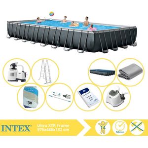 Intex Ultra XTR Frame Zwembad - Opzetzwembad - 975x488x132 cm - Inclusief Filterzand, Stofzuiger, Zoutsysteem en Zout