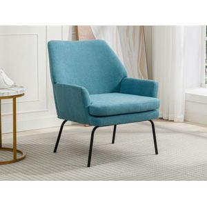 Fauteuil van blauwe stof PALMARELO L 68 cm x H 82 cm x D 75 cm