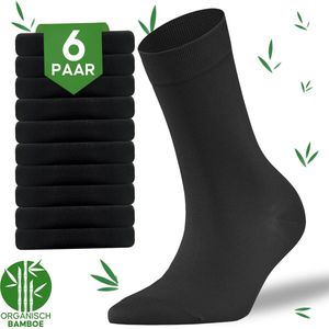 VOLQU® Sokken - Bamboe Series - 6 Paar - Maat 39 42 - Sokken Heren - Sokken Dames - Premium Katoen Normale Sokken - Zwart