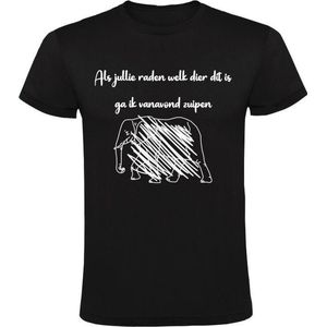 Drankspel Heren t-shirt |olifant | zuipen | quiz | raadsel | alcohol | Zwart
