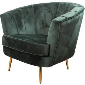 DS4U® norah fauteuil - sofa - velvet - velours - fluweel - stof - vintage groen - goudkleurig onderstel - met armleuning