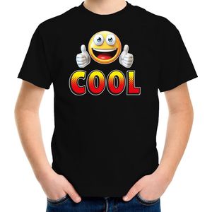 Funny emoticon t-shirt Cool zwart voor kids - Fun / cadeau shirt 158/164