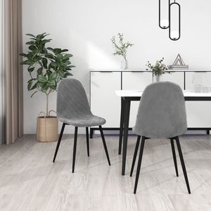 The Living Store Eetstoelen - Minimalistisch en elegant - Dikke - zacht aanvoelende bekleding - Gepoedercoat metalen poten - Lichtgrijs - 45 x 53.5 x 87 cm (B x D x H) - 2 x stoel