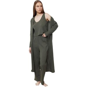 Trendyol Khaki 3-Pack Corduroy Gebreide Pyjama Set Thmaw25Pt00008
