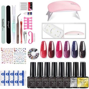 NAXSIR 6 kleuren nagellak,Nail Art Set met UV-lamp,Nail Art Design,Langdurige kleurvergrendeling