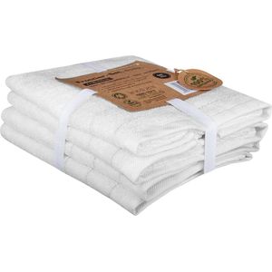 Biologische handdoeken - handdoekenset van 100% natuurlijk biologisch katoen - Zero Waste, duurzaam en plasticvrij - zacht, sneldrogend en machinewasbaar - Offwhite, 30x50 cm, 4-pack
