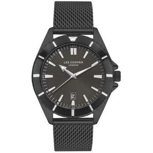 Lee Cooper LC07353.670 - Horloge - Analoog - Mannen - Heren - Mesh/Milanese band - Staal - Datumaanduiding - Zwart - Gun