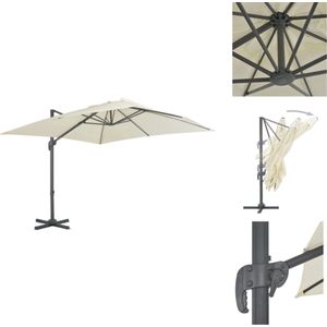 vidaXL Hangende Parasol - Zandkleur - 300 x 300 x 258 cm - UV-beschermend polyester - Aluminium paal - Parasol
