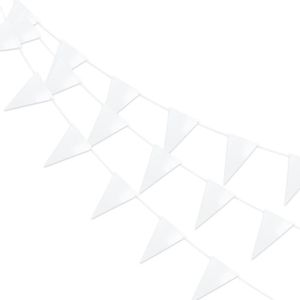 LUQ – Luxe Witte Slingers – Vlaggenlijn 10 Meter - Verjaardag Slinger Versiering Feestversiering Vlaggen Decoratie Wit