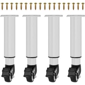 Adjustable Furniture Legs with Wheels - Set of 4 - Height Adjustable - Comes with Brake - 360 Degree Universal Wheel - Replacement Table Legs for Bedside Tables and Coffee Tables
