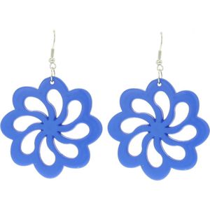 Behave - Oorhanger - Blauwe bloemen oorhangers - diameter 5 cm