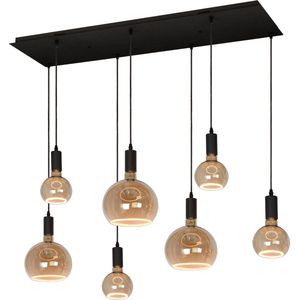 Atmooz - Hanglamp Hanoi - 5 floating lampen - Industrieel - Woonkamer / Slaapkamer / Eetkamer - Plafondlamp - Zwart - Hoogte 115cm - Metaal